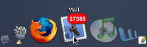[Screenshot of my current dock and Apple's Mail icon, showing a count of 27,385 unread messages.]