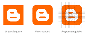 The old square logo, compared with the rounded corners and refined proportions of the new logo.